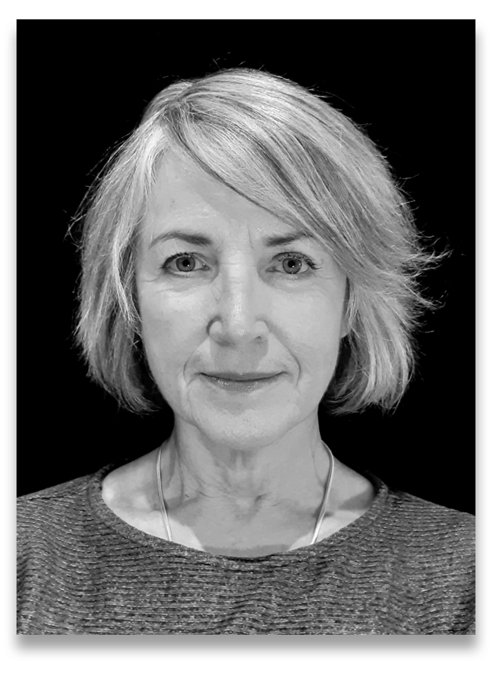 Black and white portrait of Liz Downes
